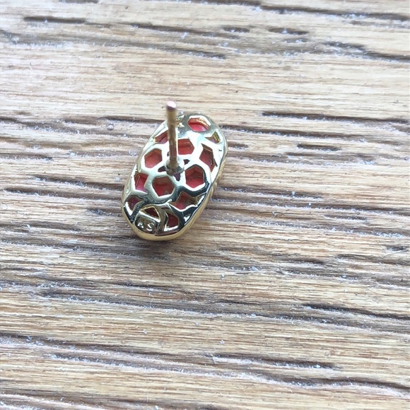 Kendra Scott Grayson Bronze Veined Red Fuchsia Magnesite Stud Earrings NWT - Picture 11 of 14